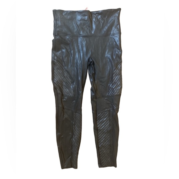SPANX Pants - SPANX Faux Leather Moto Leggings Women’s Size 2X Black High Rise Shaping Pants